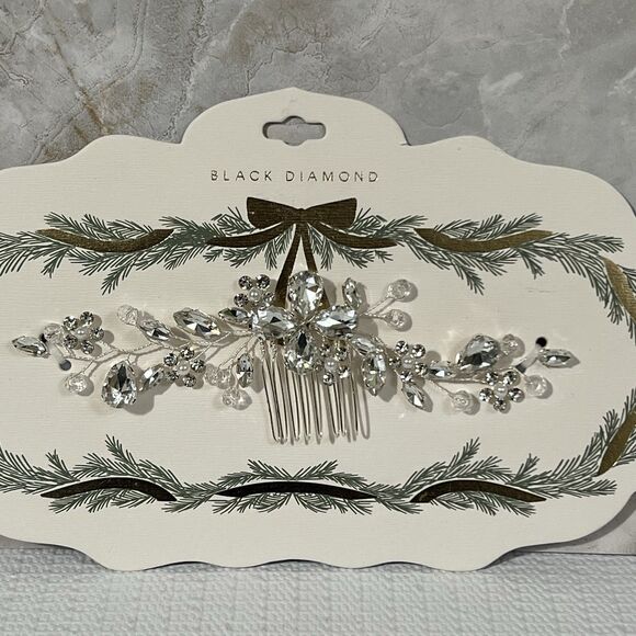 Elegant Bridal Wedding Hair Comb Silver Tone Rhinestone Embellished Floral BLING - Picture 5 of 14